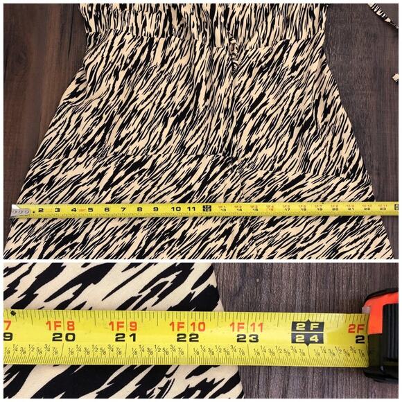 ELF Made by Hand Set Sail Wrap Dress Midi Puff Sleeves Size Large Tan Brown - Picture 15 of 16